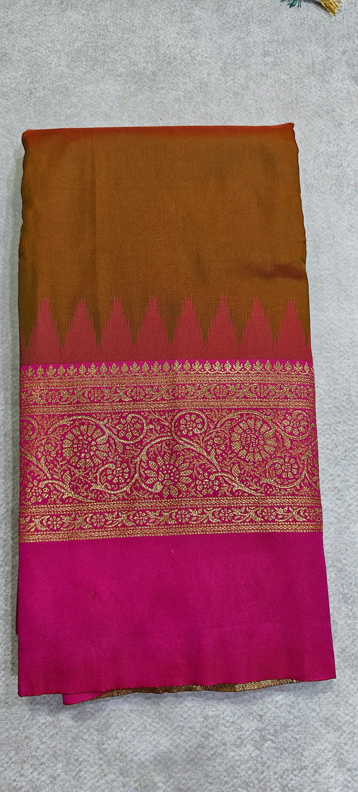 Silk Saree with Pochampally Pallu - Brown