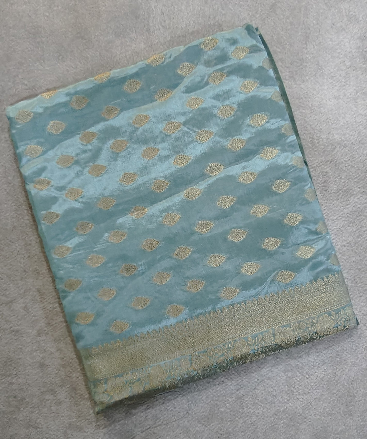 Crepe Banarasi Saree with Butta-Sky Blue