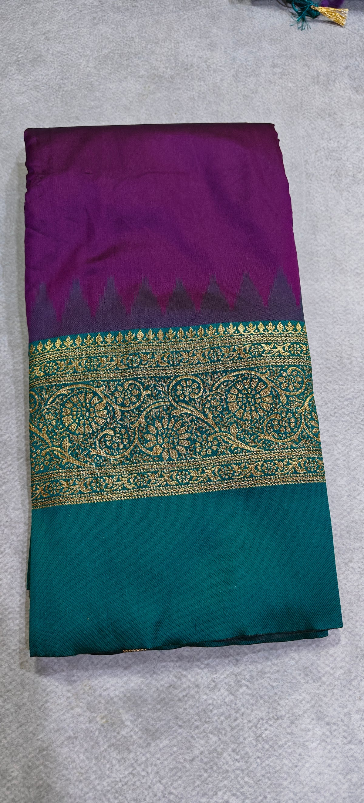 Silk Saree with Pochampally Pallu - Dark Magenta