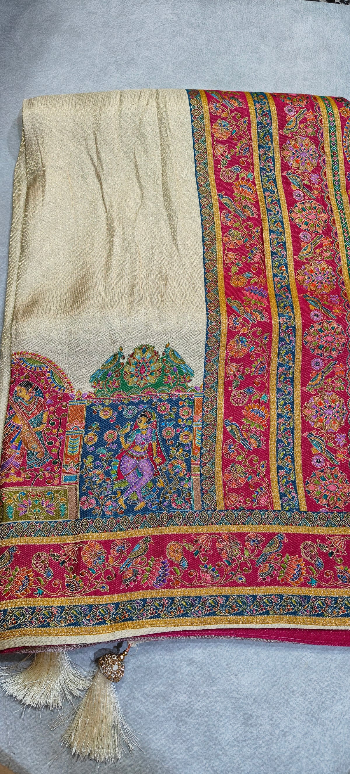 Pure Tissue Kani Silk Saree - Beige