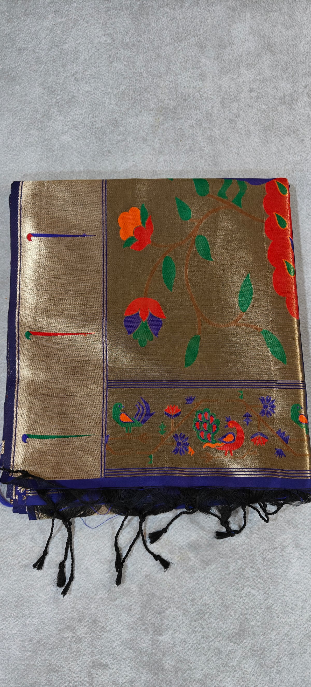 Viscose Silk Saree with Paithani Pallu - Blue