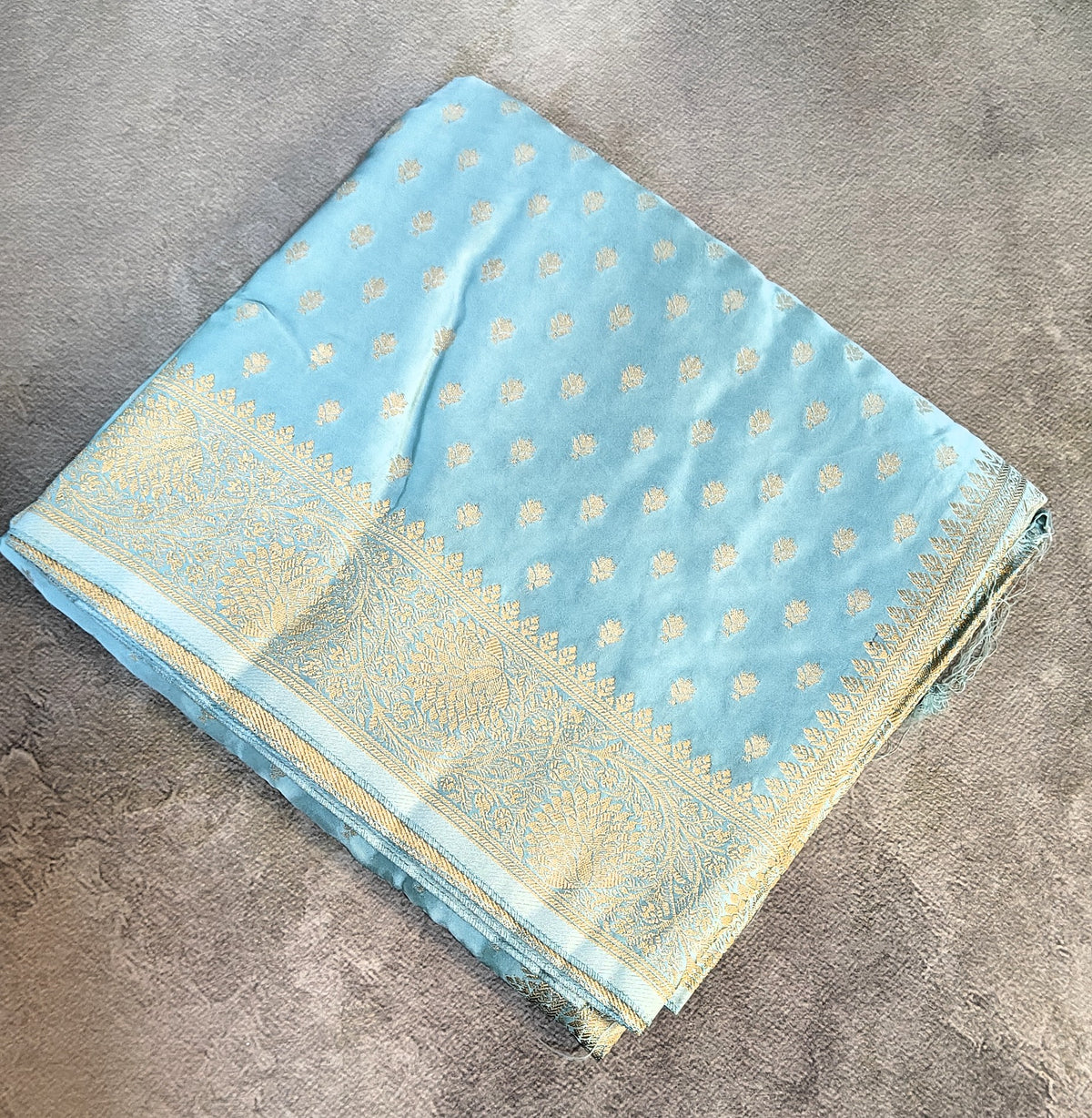 Katan Banarasi Silk Saree with Small Butta-Sky Blue