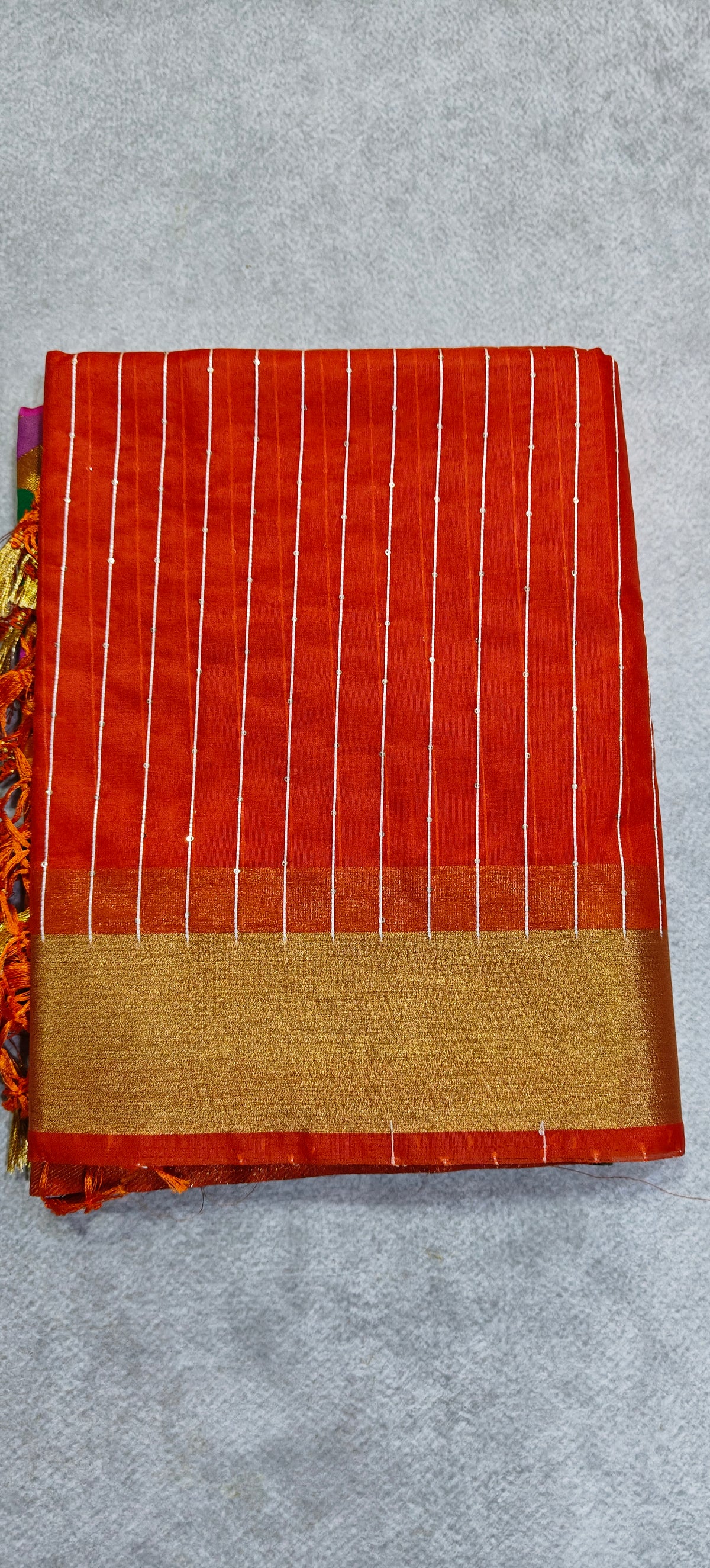 Organza Saree with Paithani Pallu - Orange