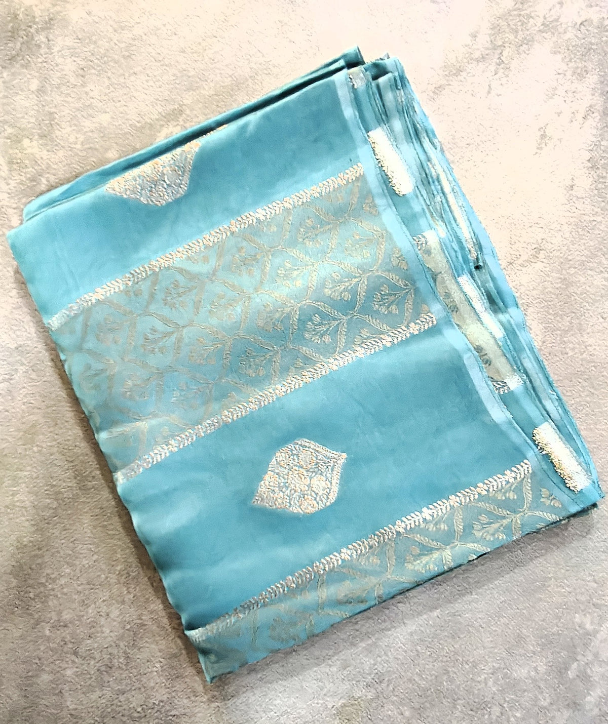 Pure Mashru Silk-Blue