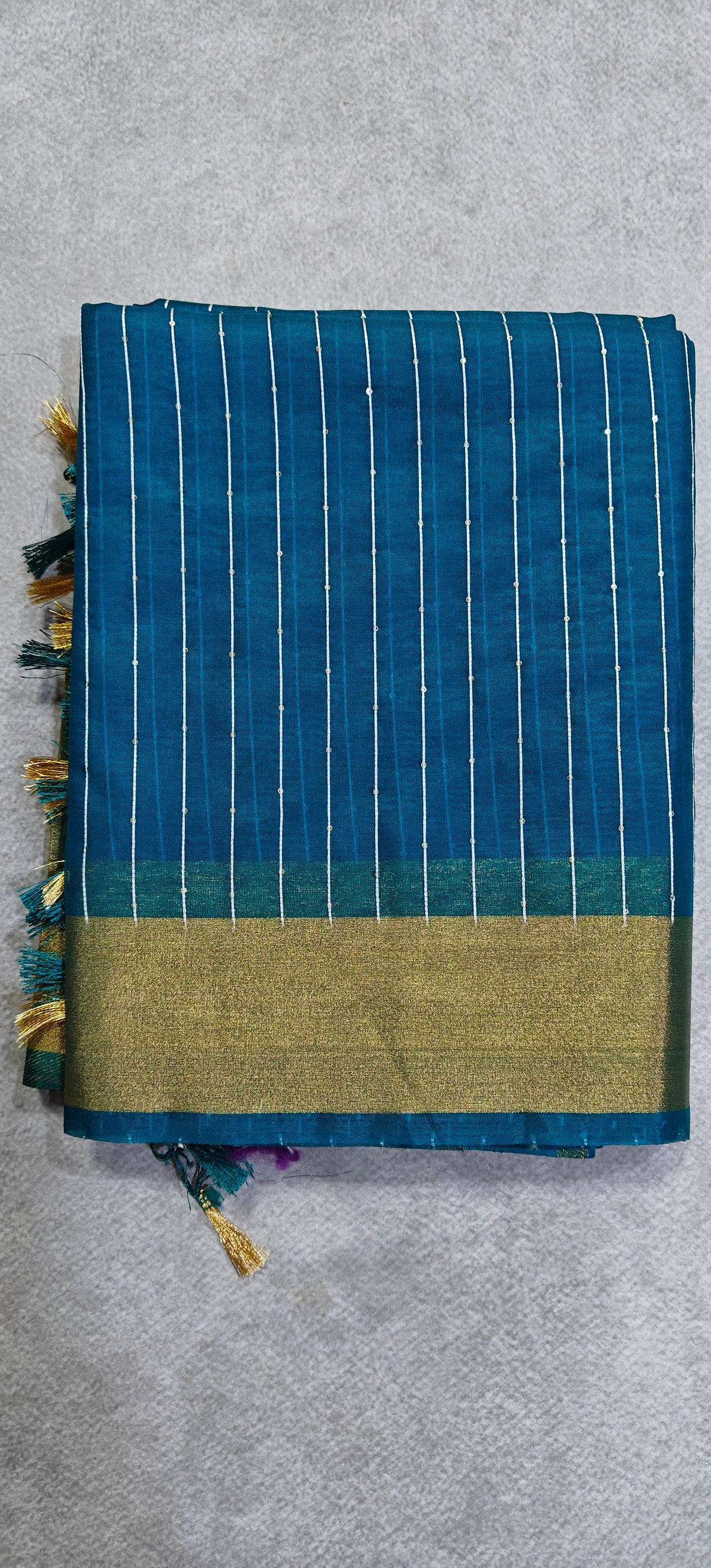 Organza Saree with Paithani Pallu - Rama Green