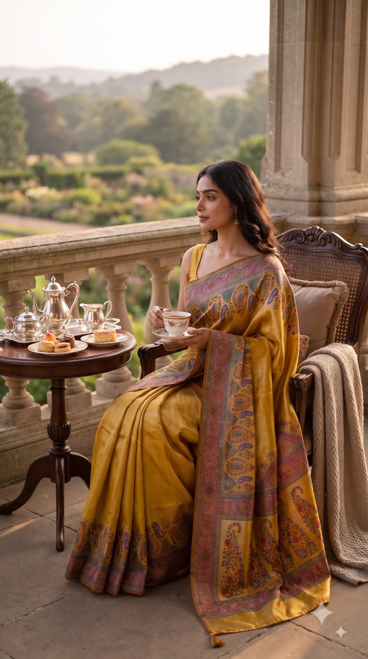 Pure Tissue Kani Silk Saree - Mustard Yellow