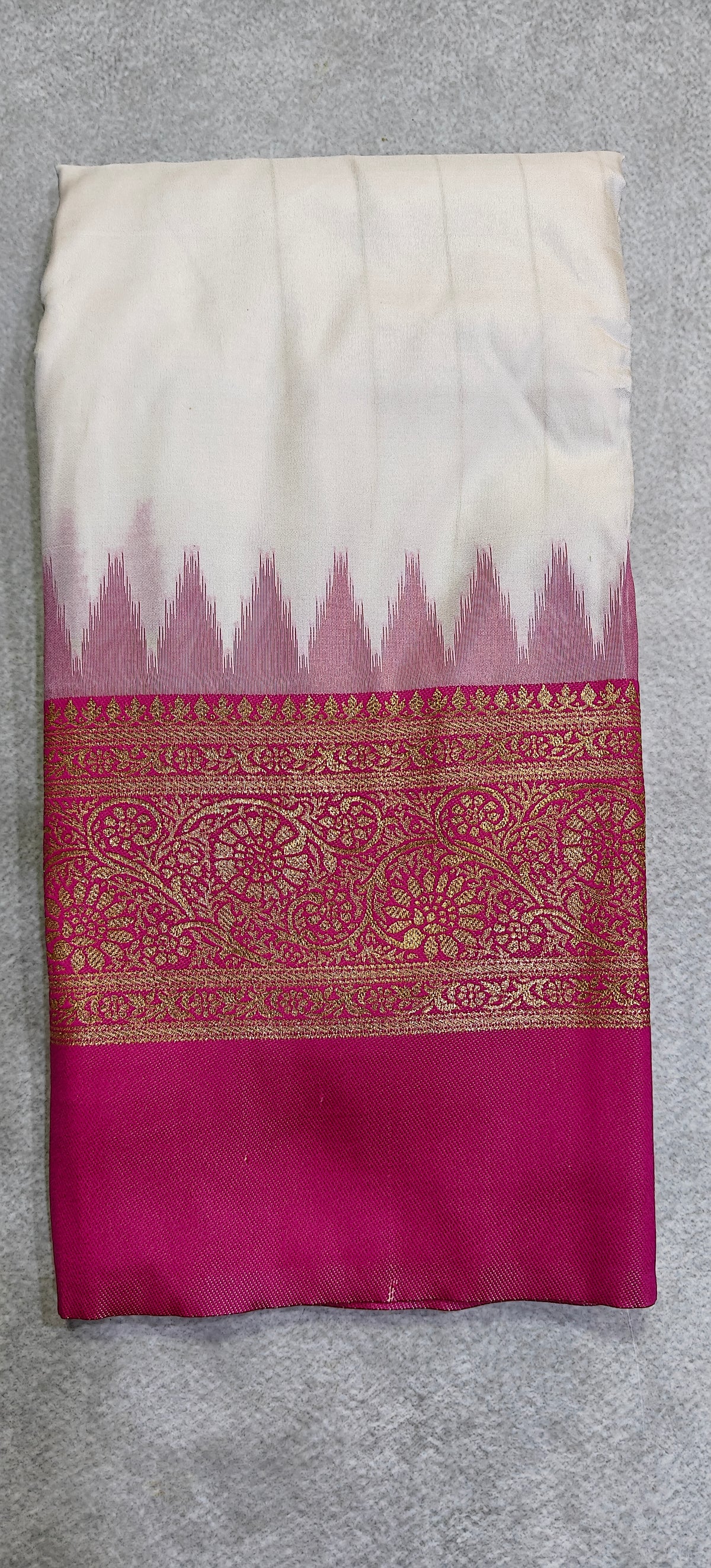 Silk Saree with Pochampally Pallu - White
