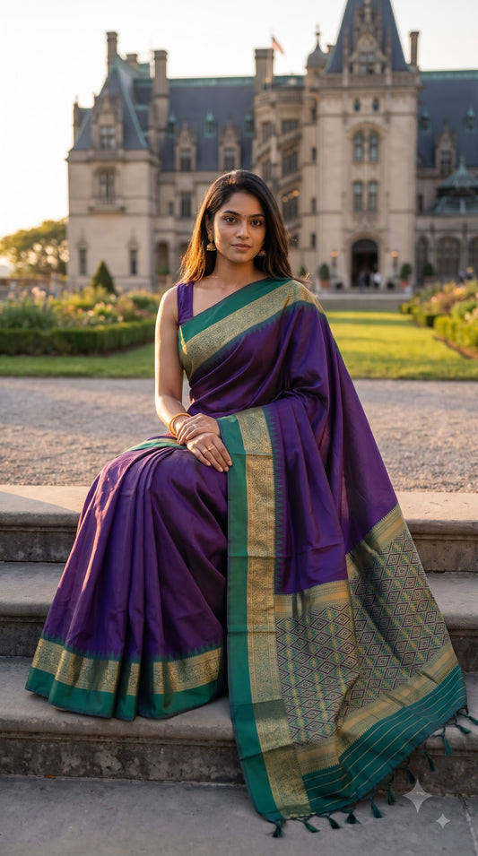 Silk Saree with Pochampally Pallu - Purple