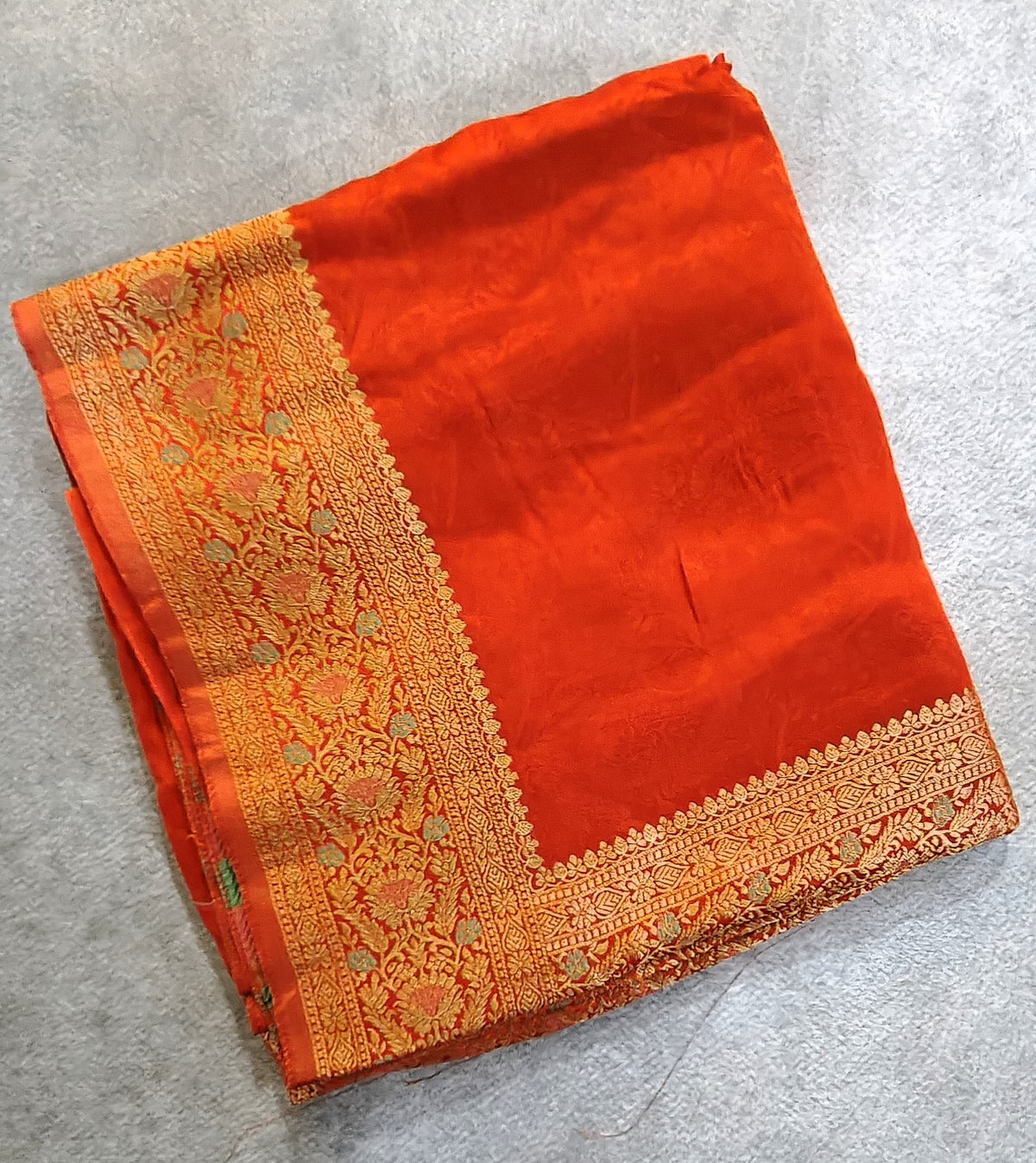 Banarasi Saree with Meenakari Border-Orange
