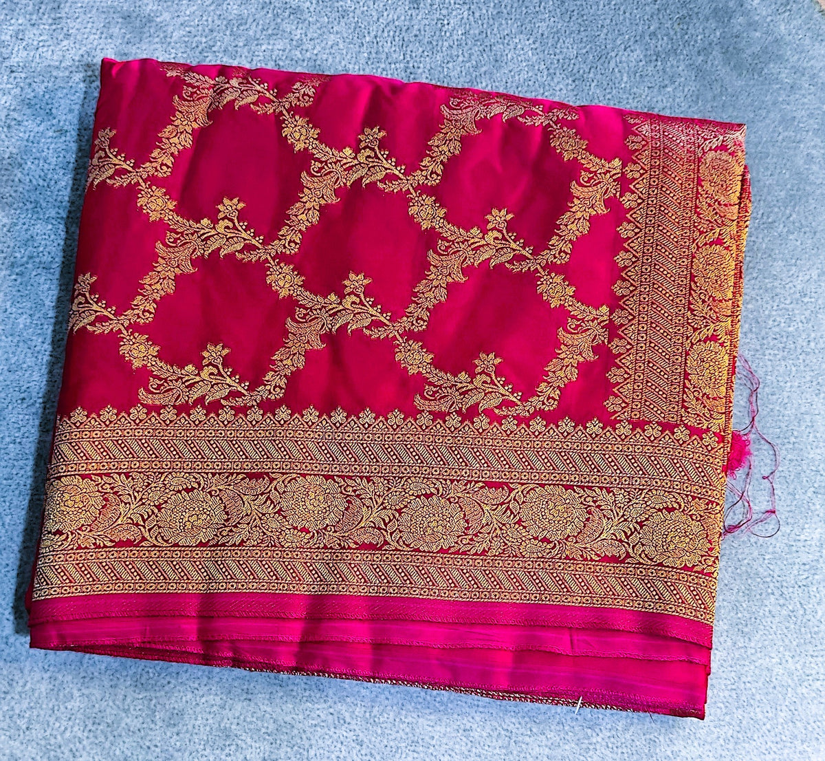 Banarasi Silk with Jaal Design-Magenta