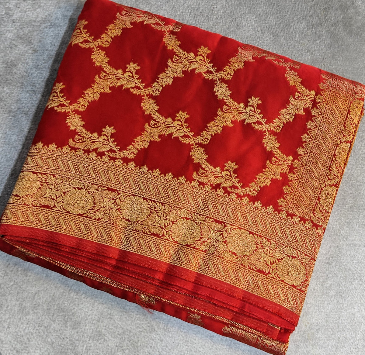 Banarasi Silk with Jaal Design-Red