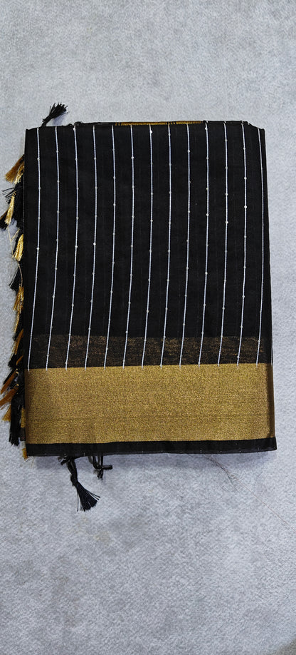 Organza Saree with Paithani Pallu - Black