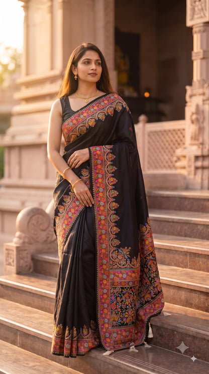 Pure Kani Silk Saree - Black
