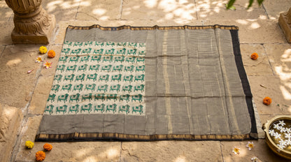 Maheshwari Silk Saree - Grey