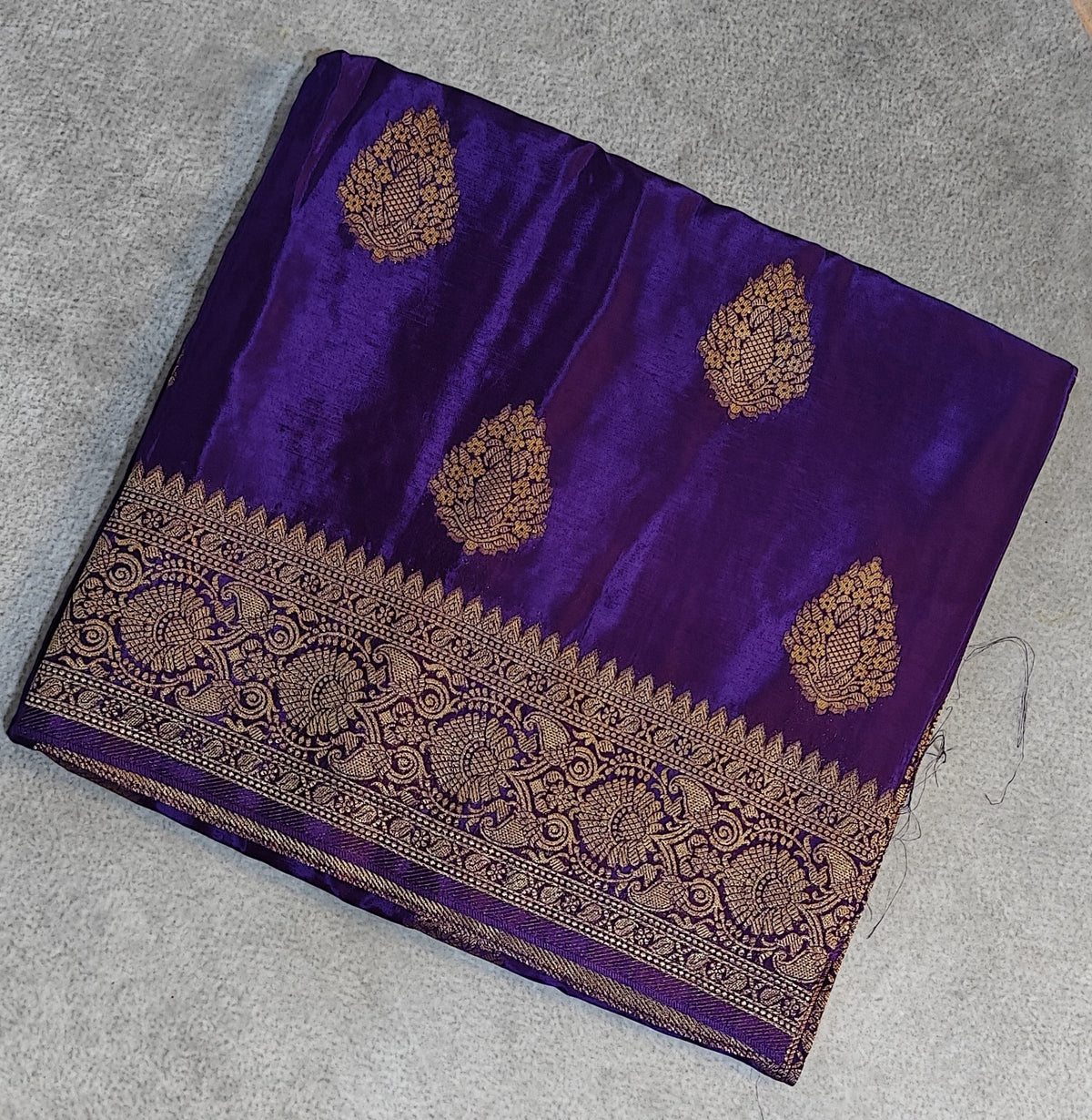 Crepe Silk Saree with Big Butta-Purple