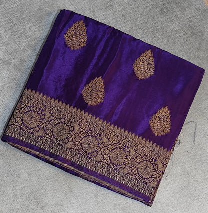 Crepe Silk Saree with Big Butta-Purple