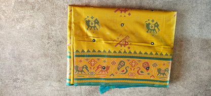 Viscose Silk Saree with Patola Weave - Golden Yellow