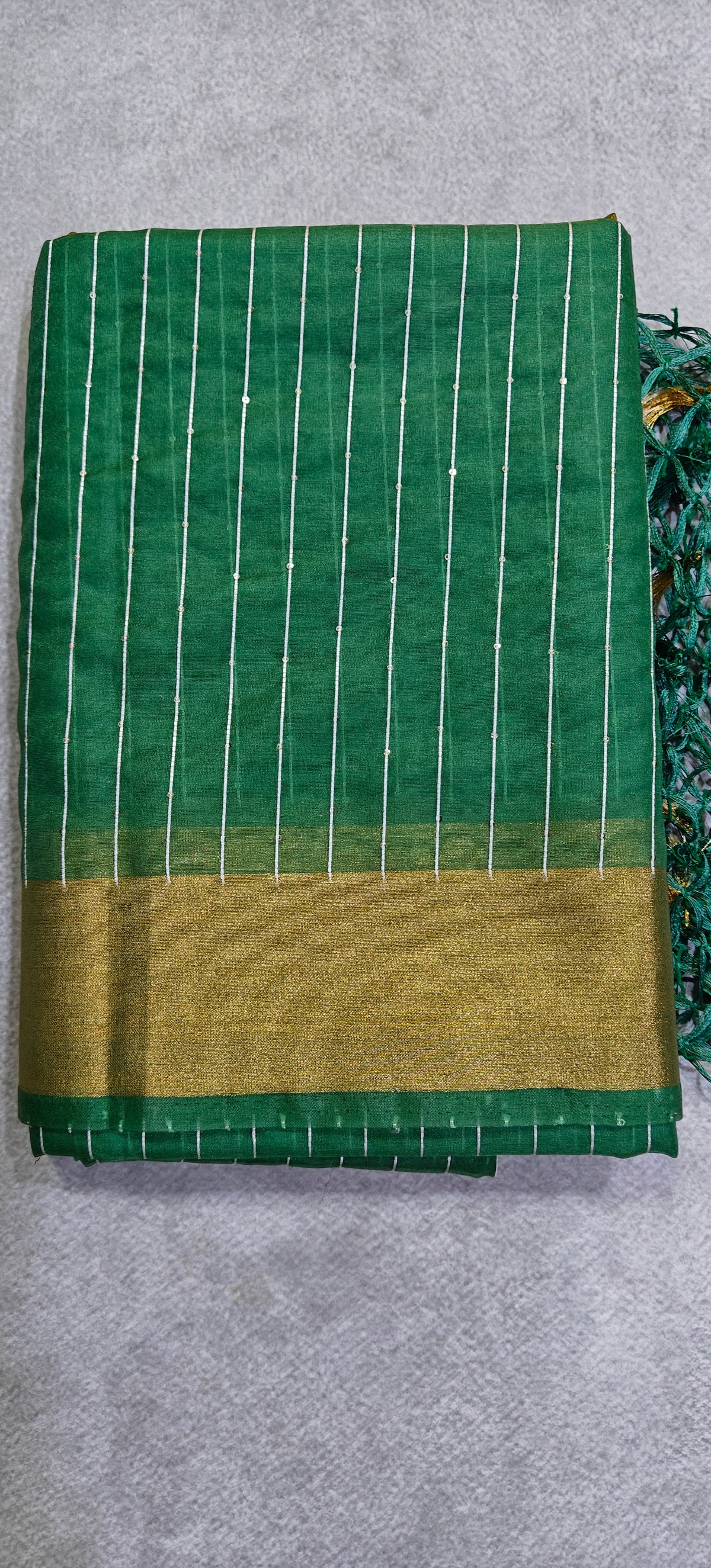 Organza Saree with Paithani Pallu - Green