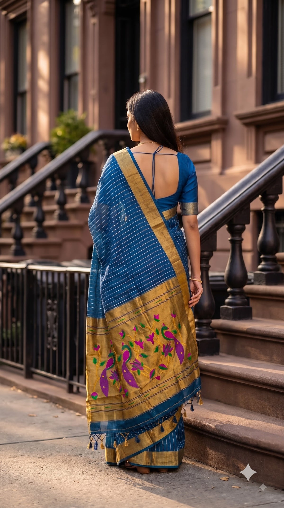 Organza Saree with Paithani Pallu - Teal
