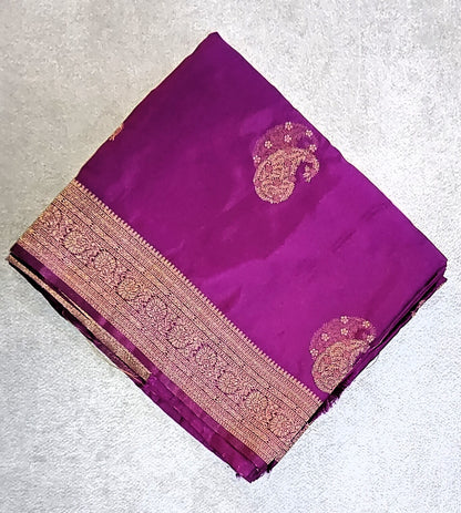 Satin Banarasi with Contrast Blouse - Wine Color