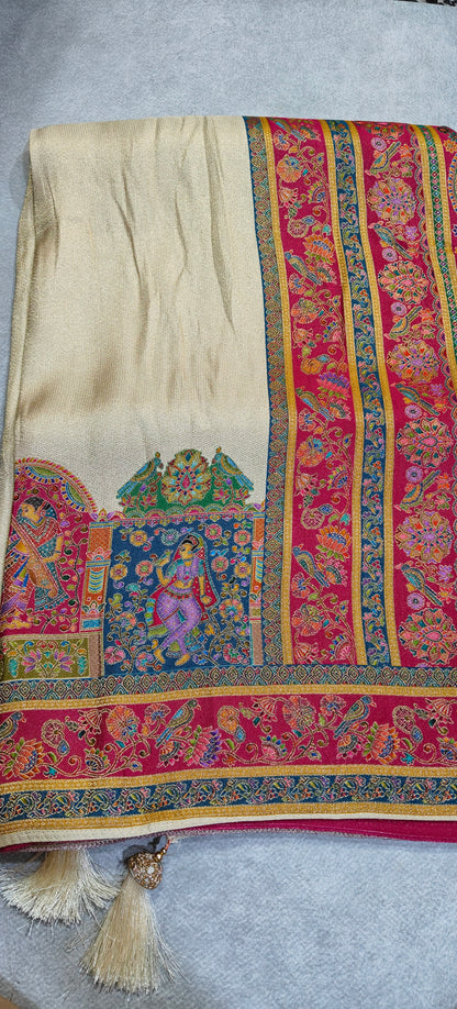 Pure Tissue Kani Silk Saree - Beige