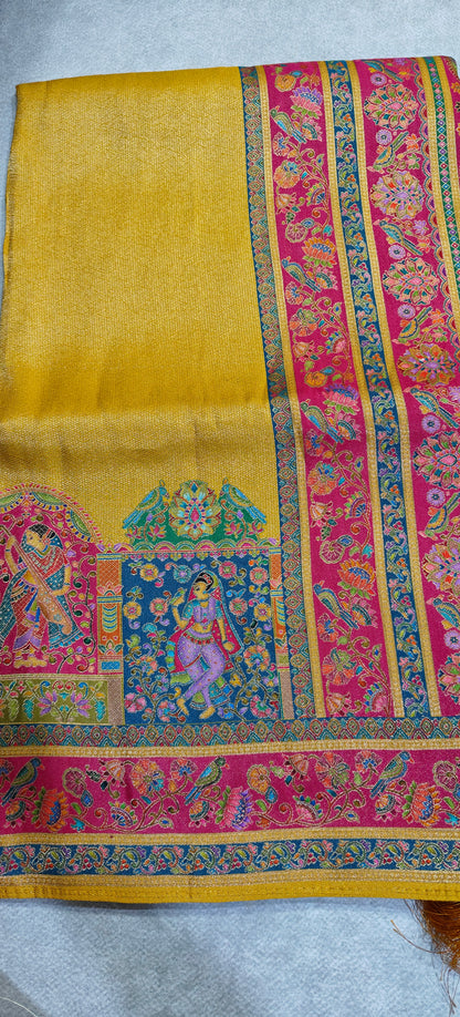 Pure Tissue Kani Silk Saree - Yellow