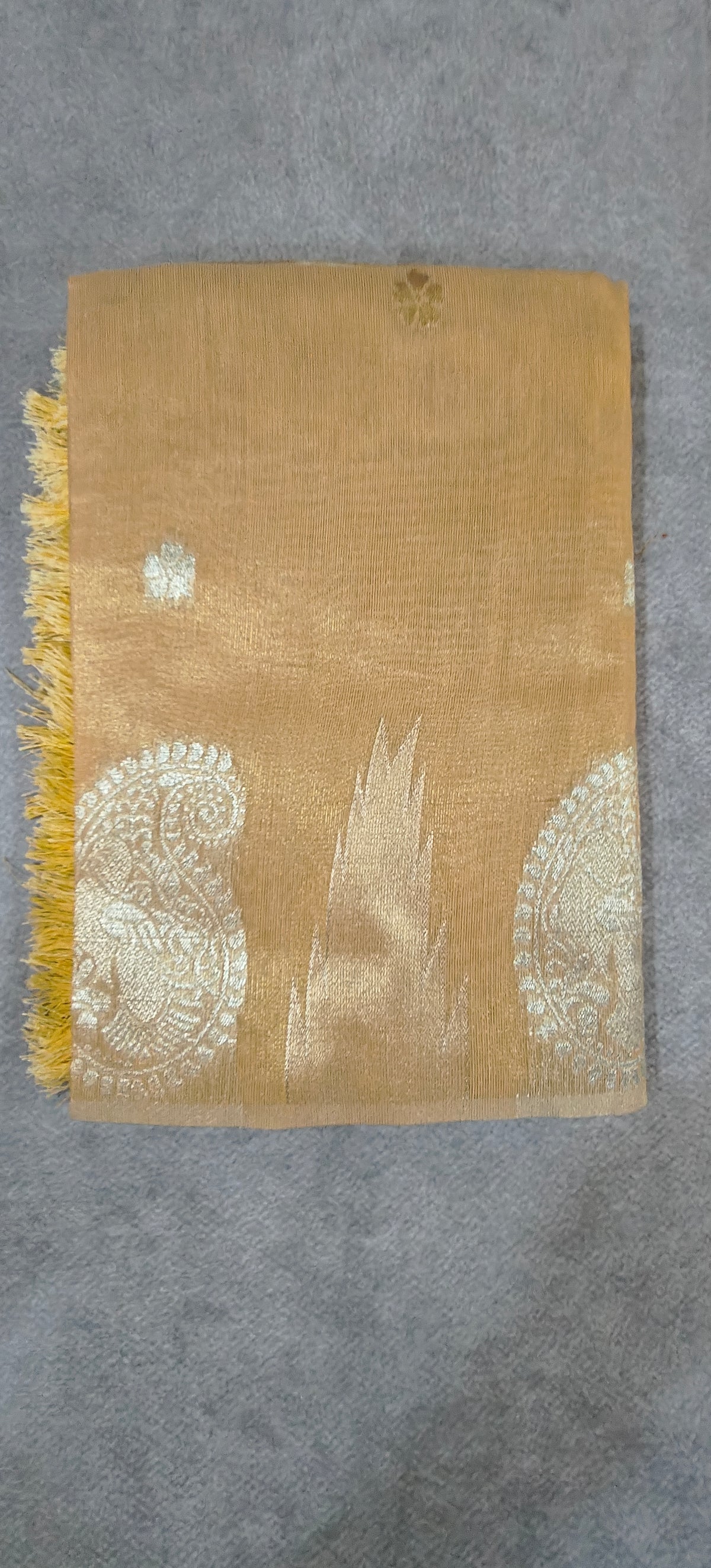Tissue Silk Saree with Temple Border - Peach