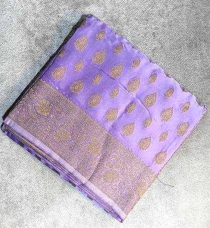 Katan Banarasi Silk Saree with Double Butta-Lilac