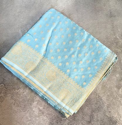 Katan Banarasi Silk Saree with Small Butta-Sky Blue