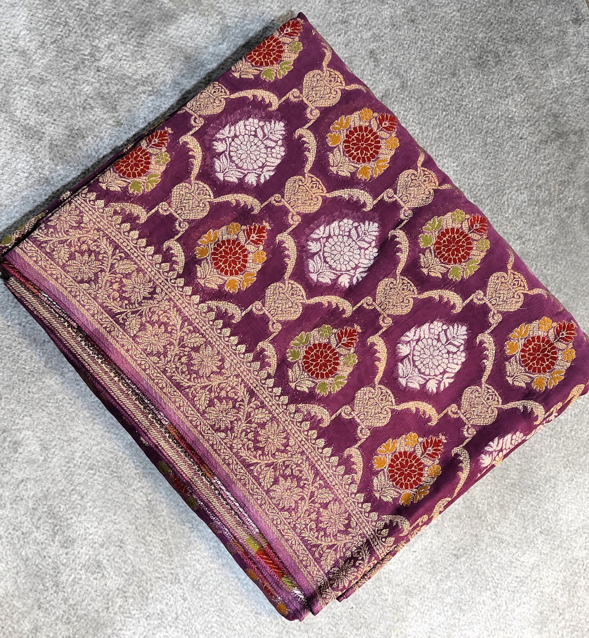 Khaddi Georgette, Jaal Design-Mauve