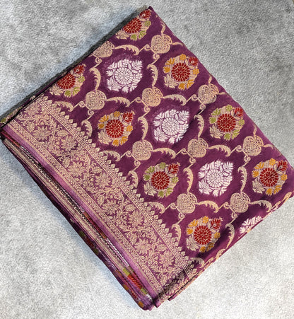 Khaddi Georgette, Jaal Design-Mauve