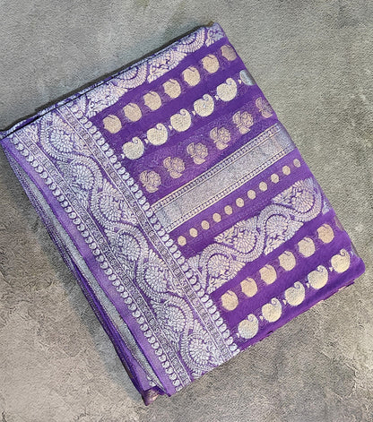 Khaddi Georgette, Sona Roopa Design-Purple