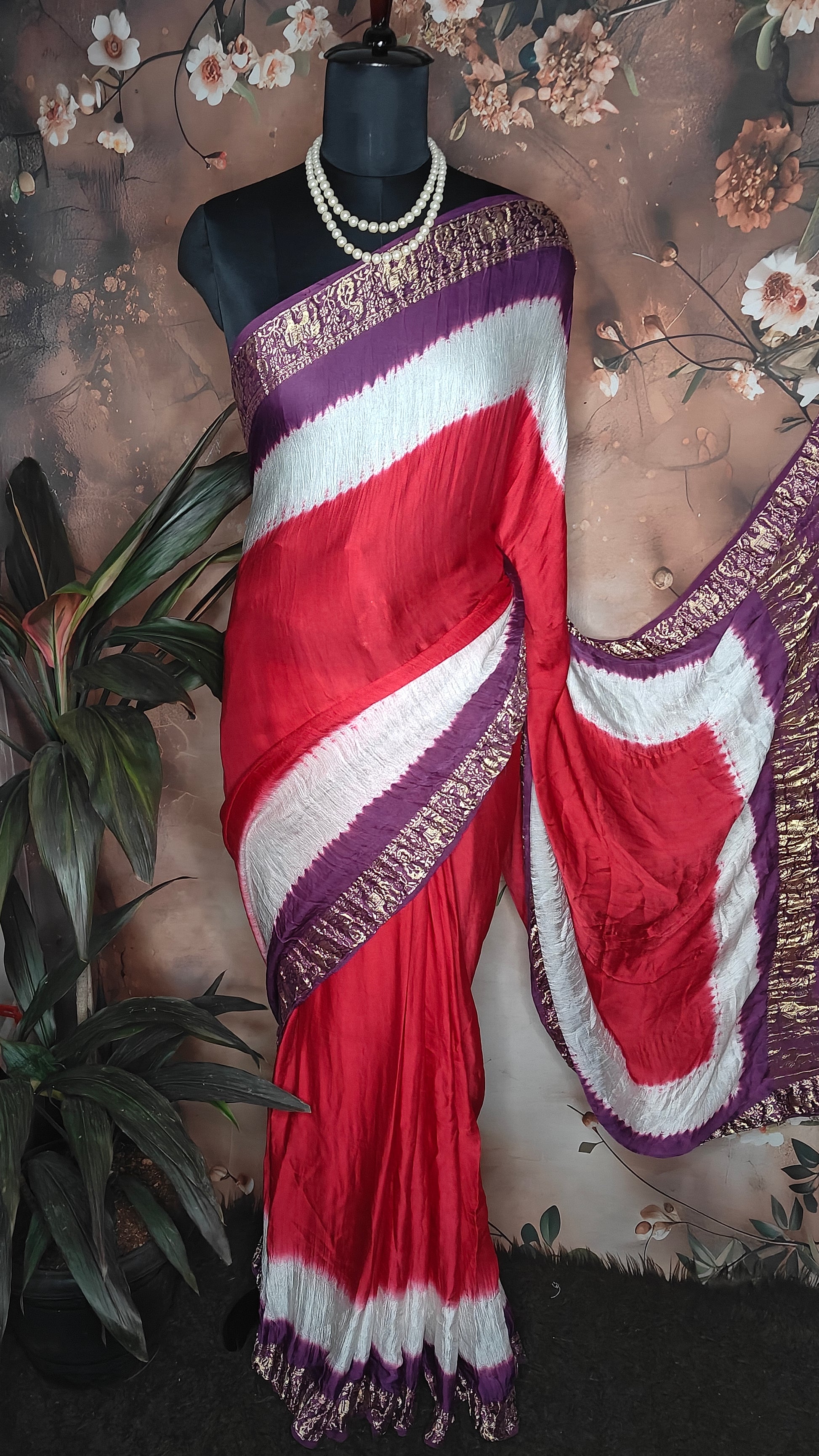 Magenta Modal Silk Saree with Purple Zari Border – Elegant Saree for Ceremonies & Parties