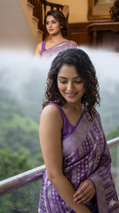 Khaddi Georgette, Sona Roopa Design-Purple