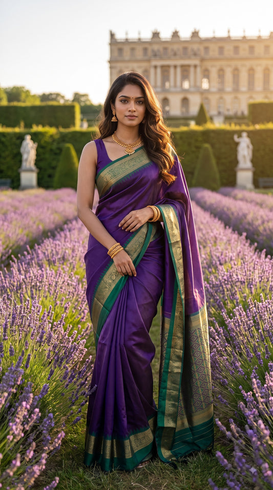 Silk Saree with Pochampally Pallu - Purple