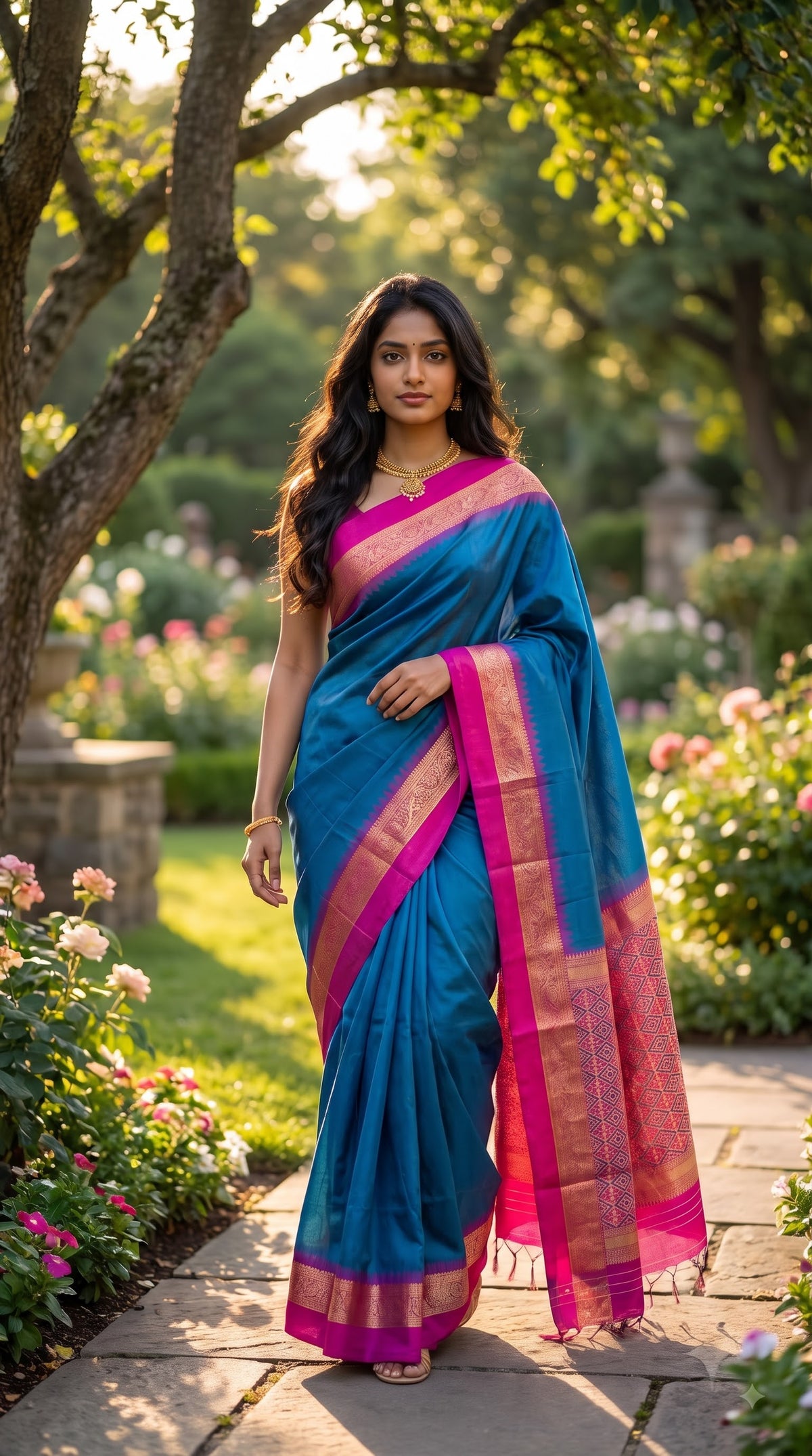 Silk Saree with Pochampally Pallu - Blue