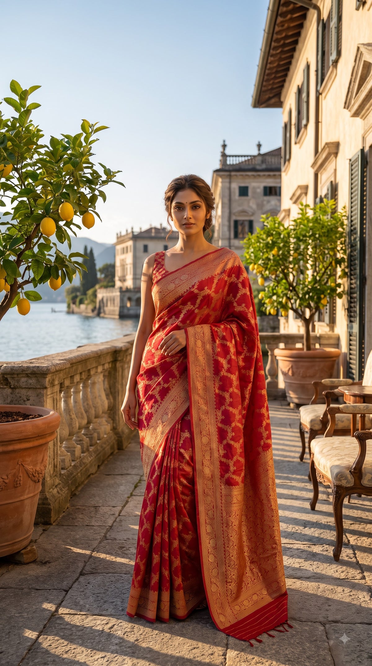 Banarasi Silk with Jaal Design-Red