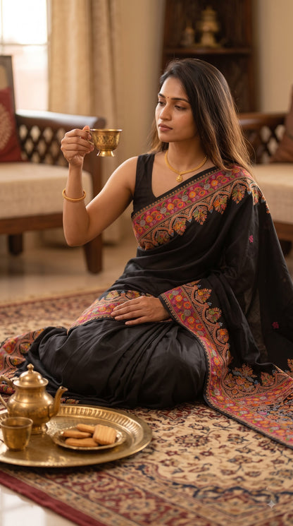 Pure Kani Silk Saree - Black