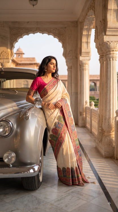 Pure Tissue Kani Silk Saree - Beige