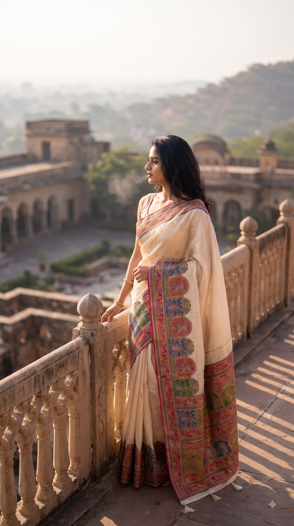 Pure Tissue Kani Silk Saree - Beige