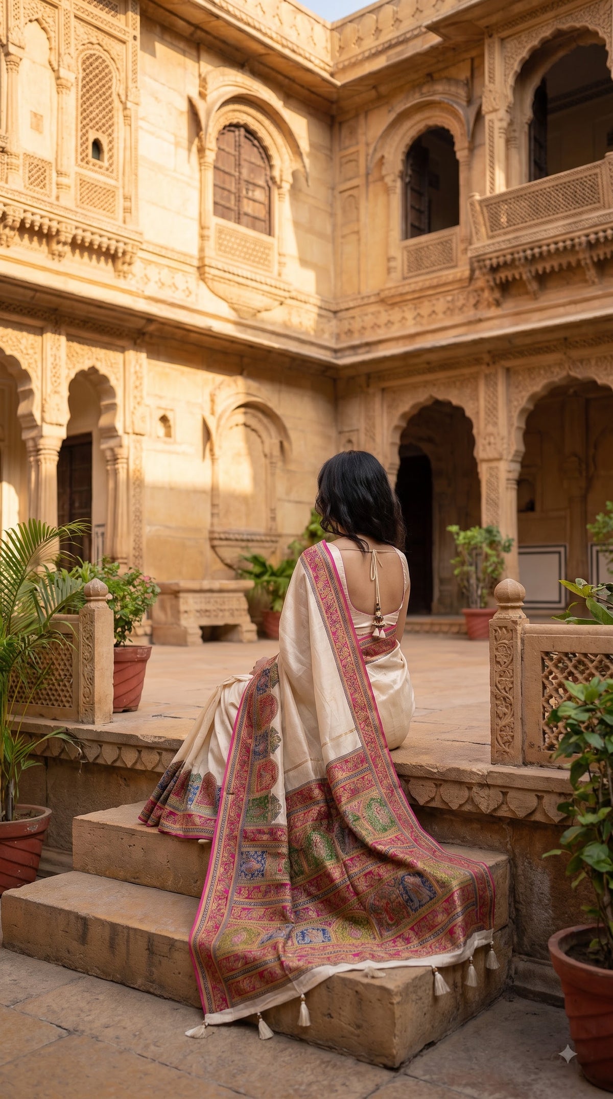 Pure Tissue Kani Silk Saree - Beige