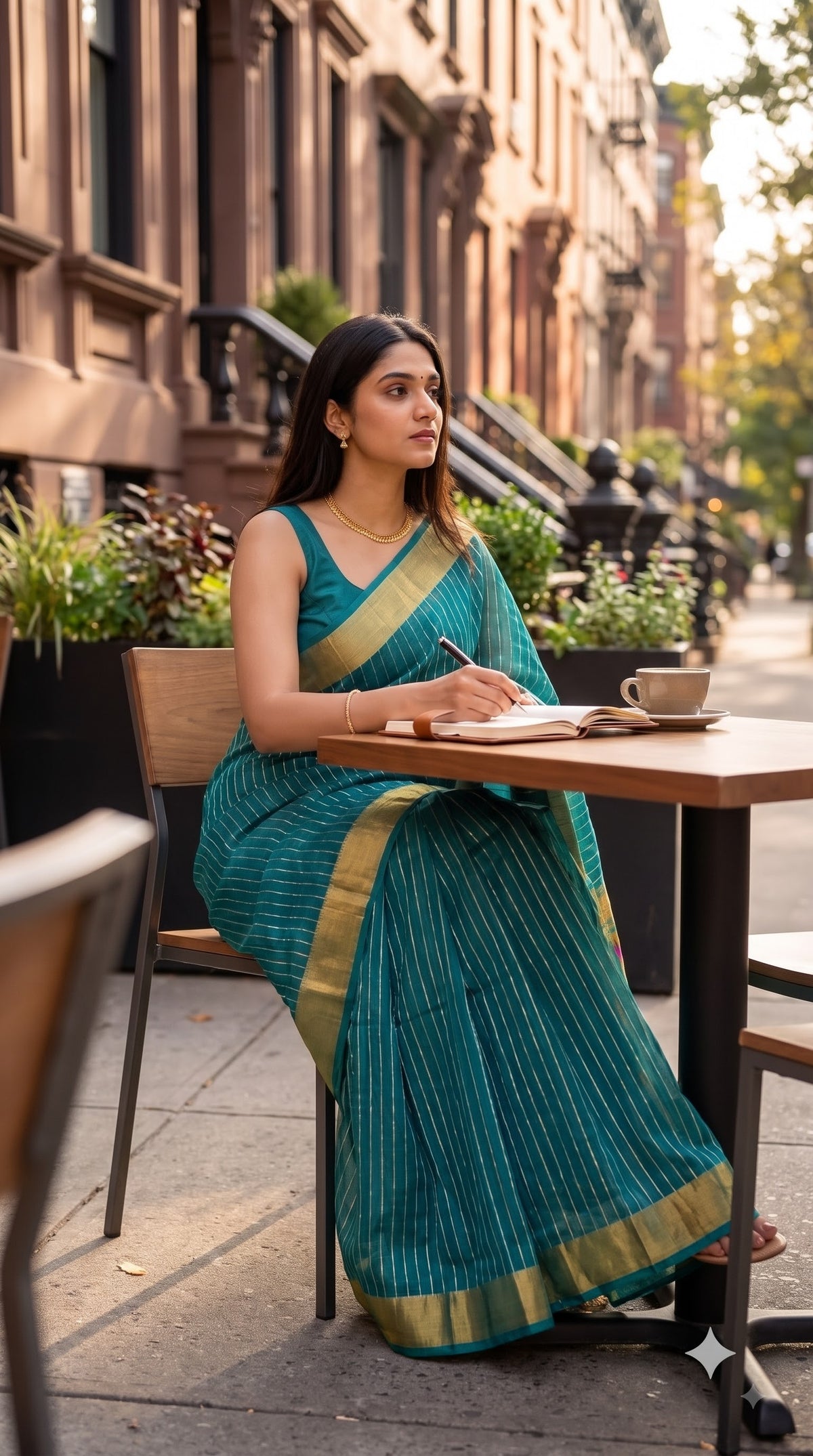 Organza Saree with Paithani Pallu - Rama Green