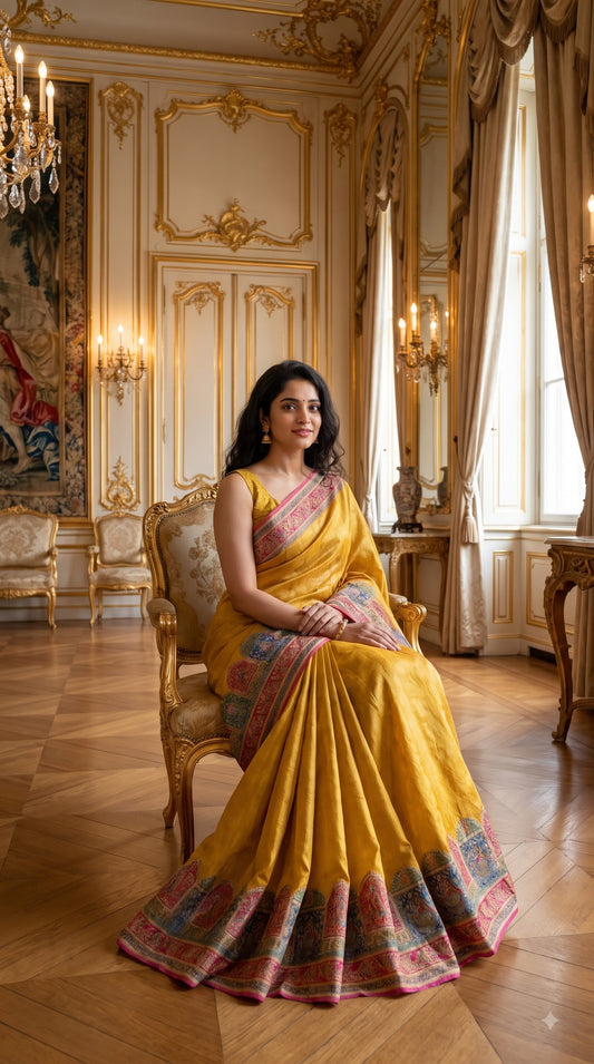 Pure Tissue Kani Silk Saree - Yellow