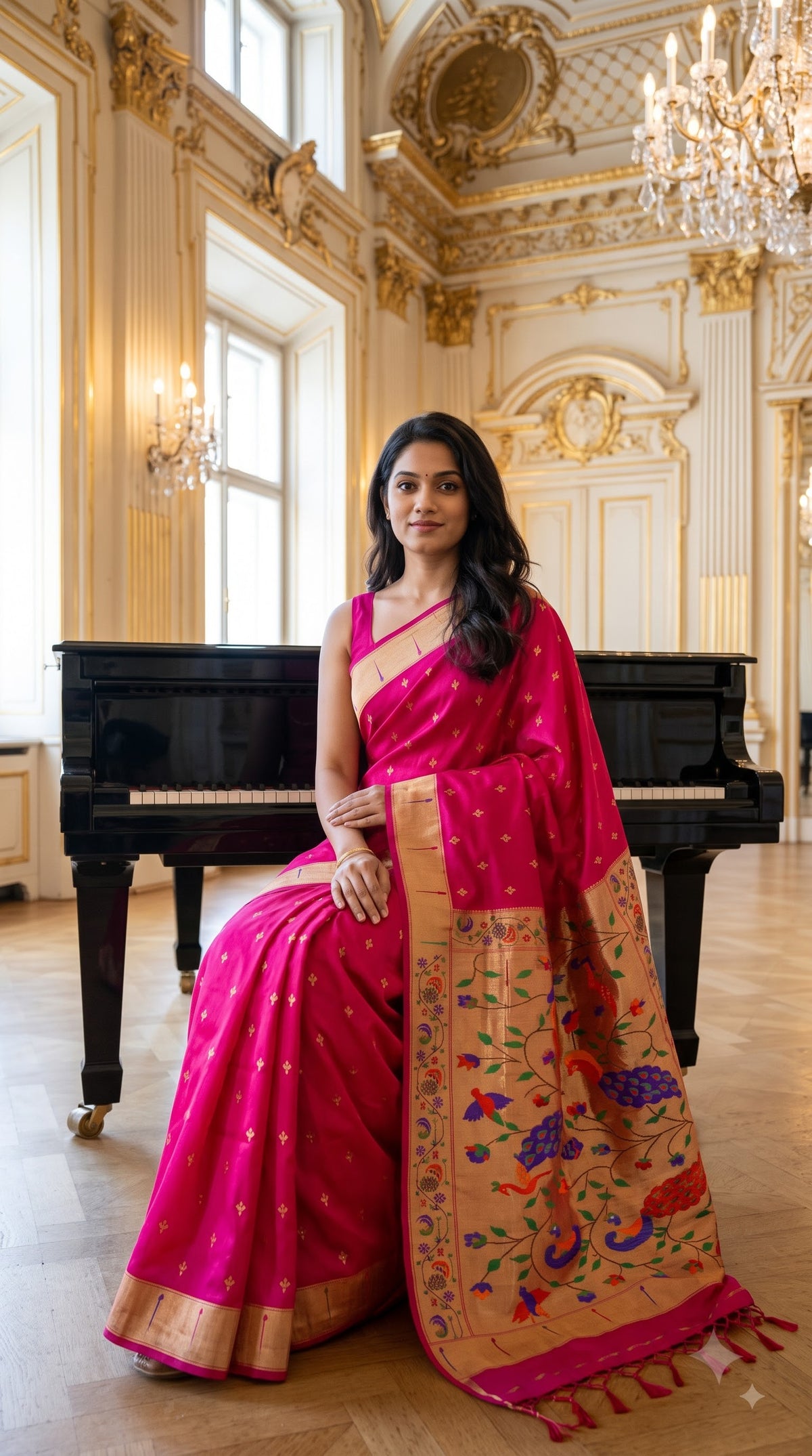 Viscose Silk Saree with Paithani Pallu - Magenta