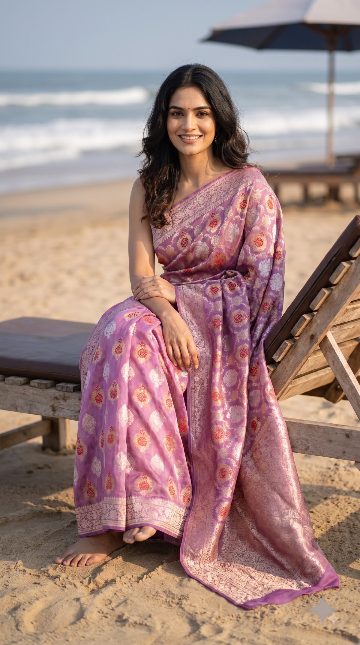 Khaddi Georgette, Jaal Design-Mauve