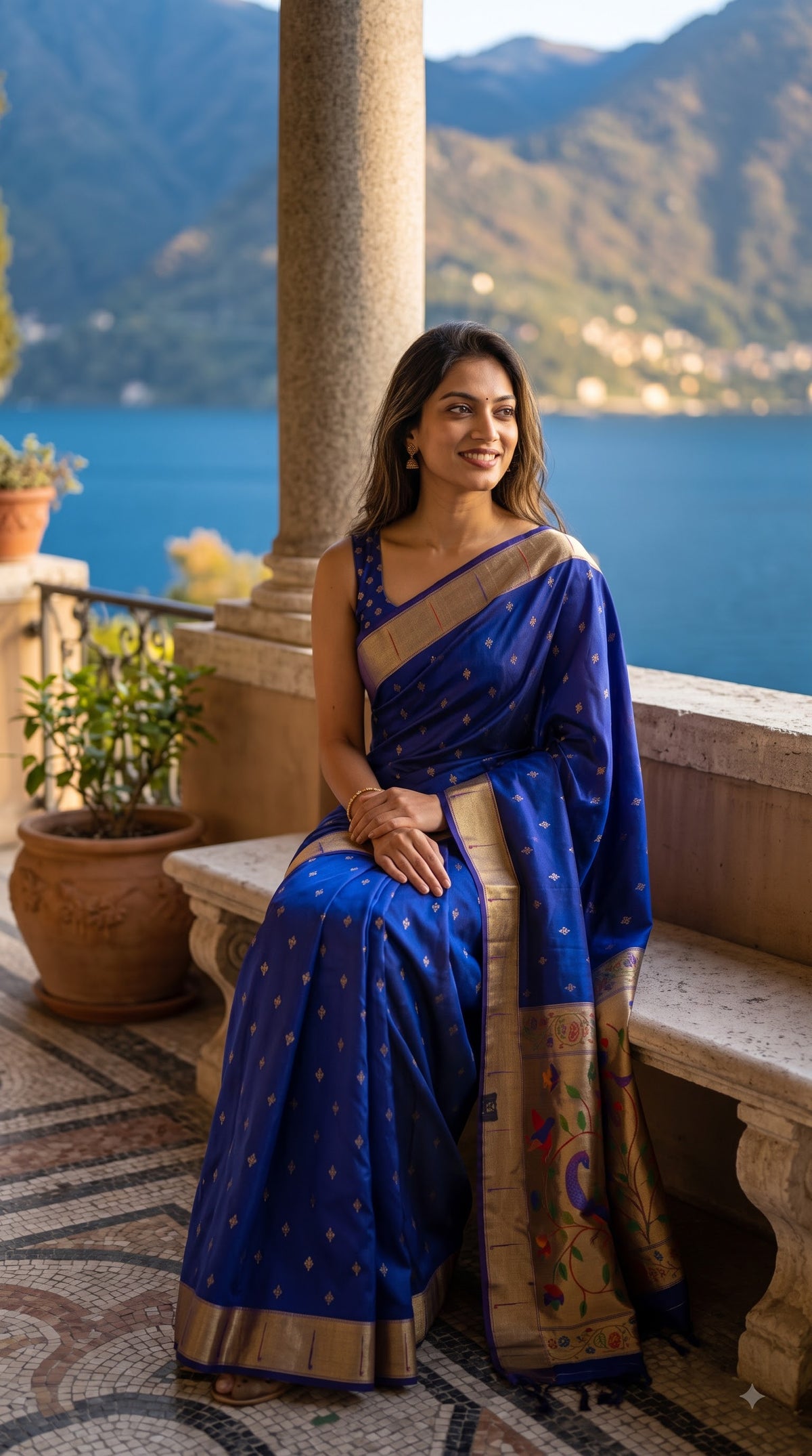 Viscose Silk Saree with Paithani Pallu - Blue