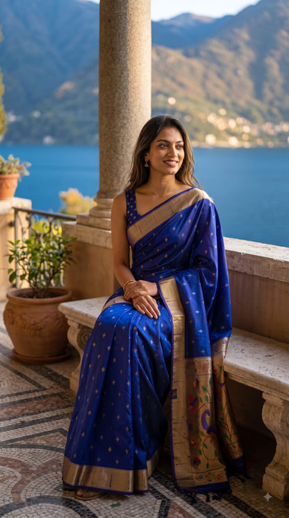 Viscose Silk Saree with Paithani Pallu - Blue