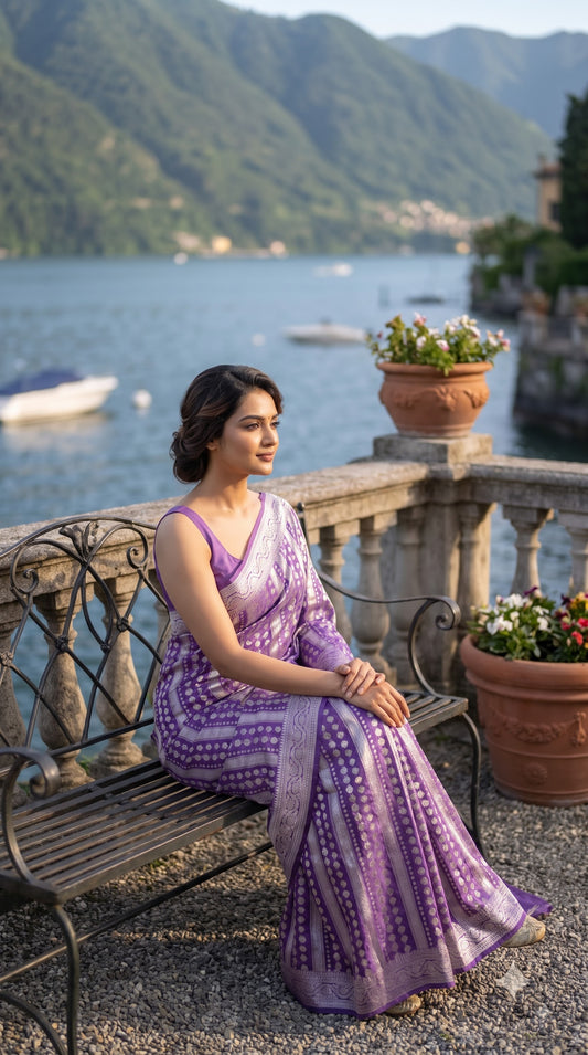 Khaddi Georgette, Sona Roopa Design-Purple