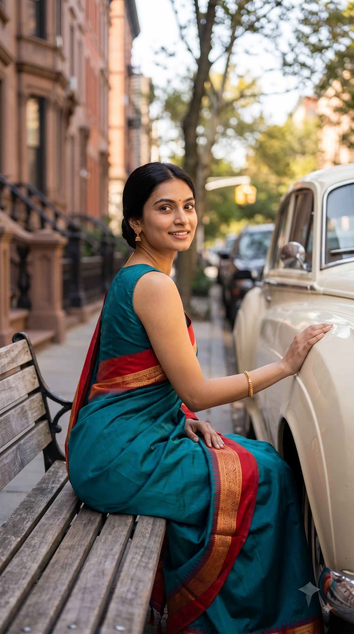 Silk Saree with Pochampally Pallu - Peacock Green