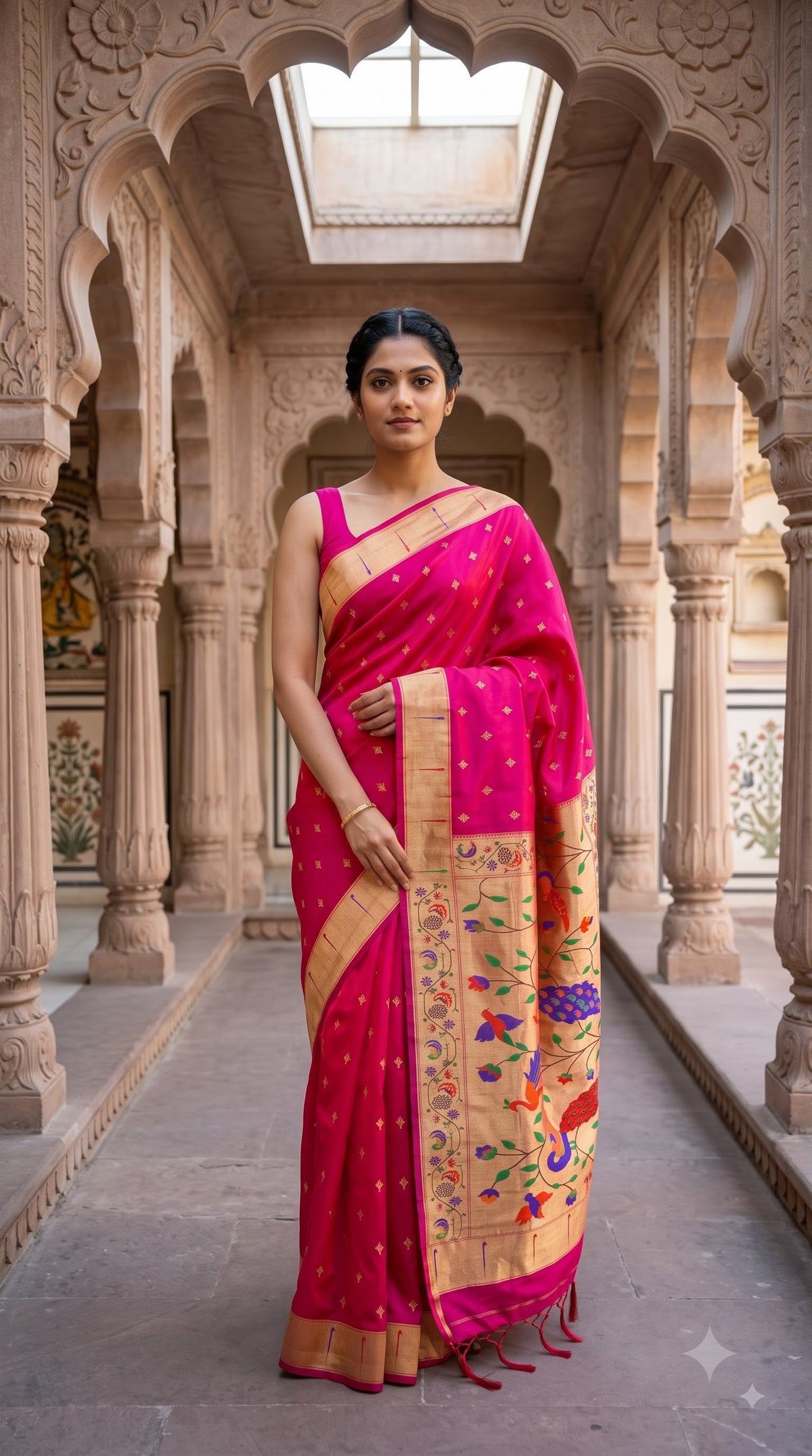 Viscose Silk Saree with Paithani Pallu - Magenta